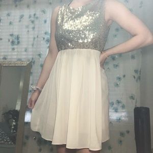 Gold and cream dress!